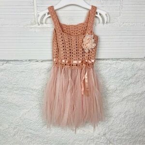 ELLY & EMMY light pink knit tutu floral ribbon baby dress size 6-12 months